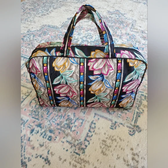 Vintage Christian Dior Floral Print Multi Color Zip Around Bag NWT Designer Boho - Picture 15 of 16